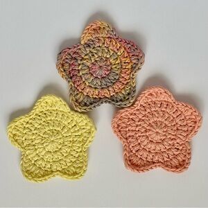 Set of Three Crochet Star Coasters